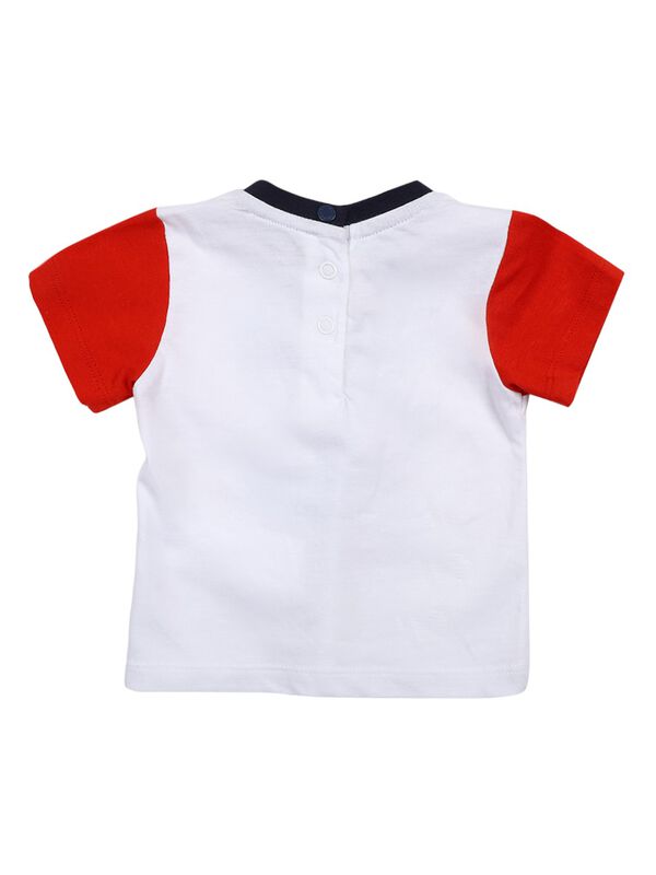 Boys White & Red Printed T-Shirt with Short Pants image number 1